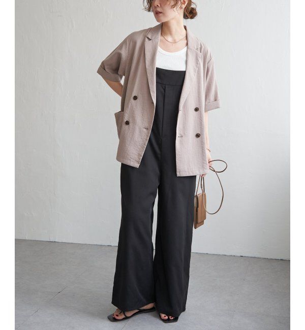 Lbc with Life「リネンライクハーフスリーブジャケット」|テーラードジャケット|