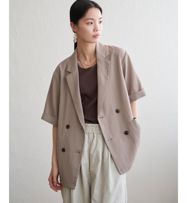 Lbc with Life「リネンライクハーフスリーブジャケット」|テーラードジャケット|