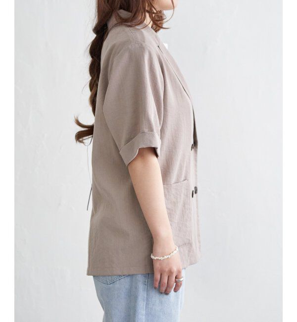 Lbc with Life「リネンライクハーフスリーブジャケット」|テーラードジャケット|