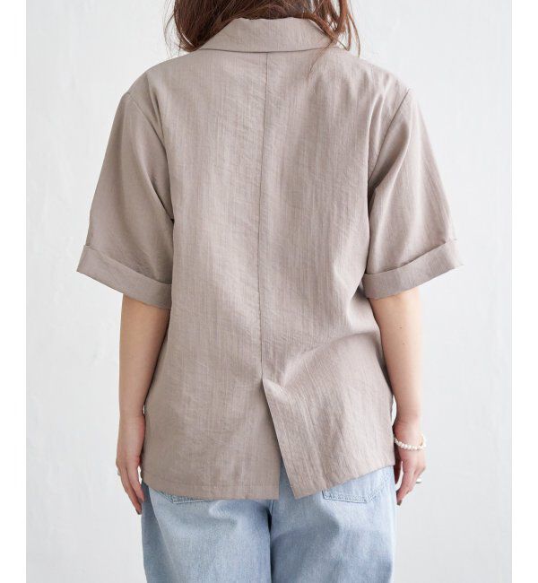 Lbc with Life「リネンライクハーフスリーブジャケット」|テーラードジャケット|