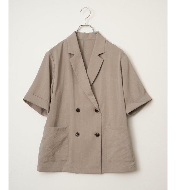 Lbc with Life「リネンライクハーフスリーブジャケット」|テーラードジャケット|
