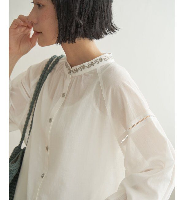 Lbc with Life「エクリュ 刺繍ギャザーチュニック」|シャツ・ブラウス|