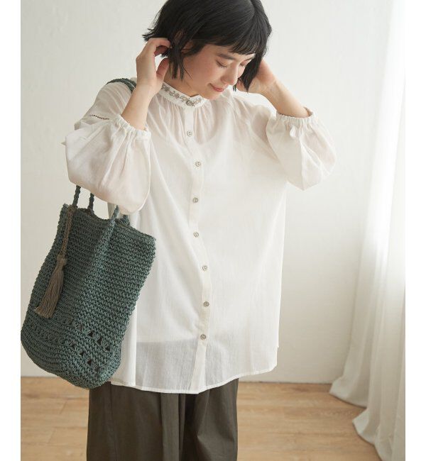 Lbc with Life「エクリュ 刺繍ギャザーチュニック」|シャツ・ブラウス|