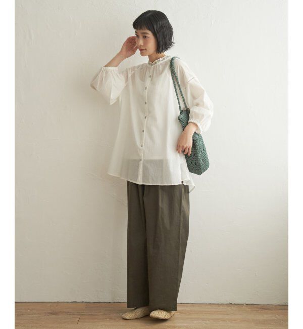 Lbc with Life「エクリュ 刺繍ギャザーチュニック」|シャツ・ブラウス|