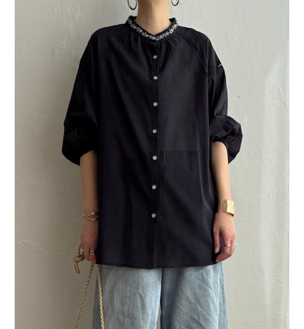 Lbc with Life「エクリュ 刺繍ギャザーチュニック」|シャツ・ブラウス|