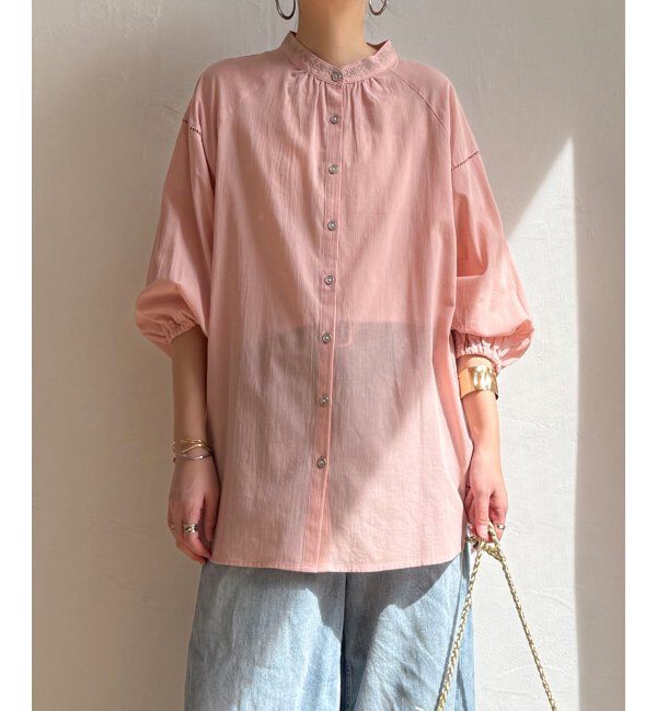 Lbc with Life「エクリュ 刺繍ギャザーチュニック」|シャツ・ブラウス|