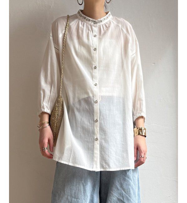 Lbc with Life「エクリュ 刺繍ギャザーチュニック」|シャツ・ブラウス|