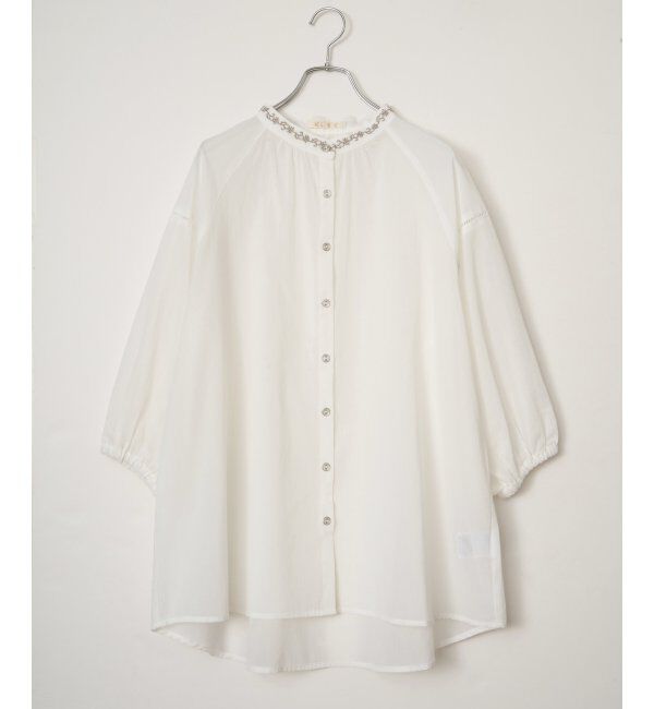 Lbc with Life「エクリュ 刺繍ギャザーチュニック」|シャツ・ブラウス|