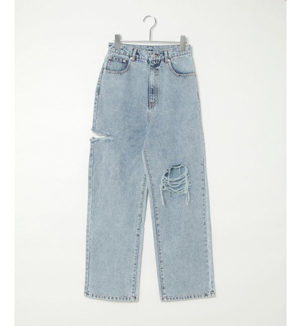VENCE share style「ダメージワイドデニムパンツ」|デニム|