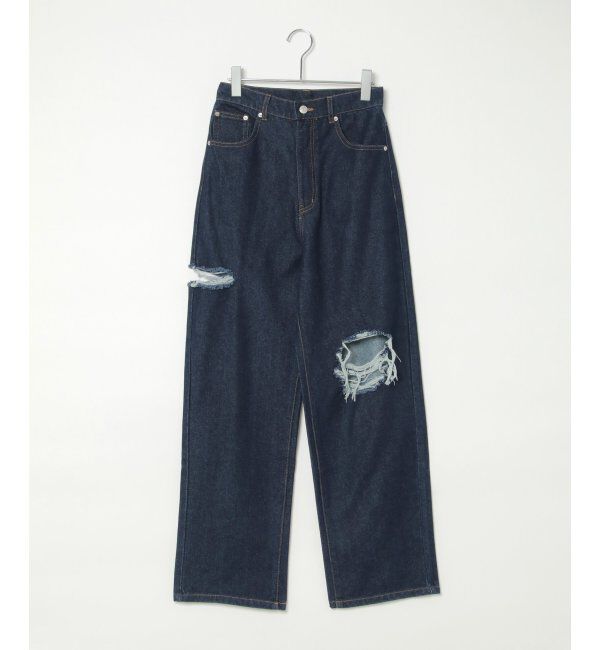 VENCE share style「ダメージワイドデニムパンツ」|デニム|