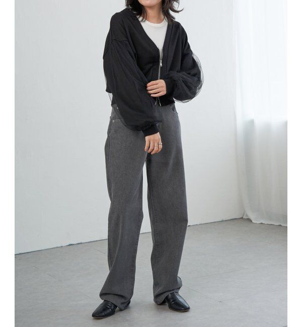 VENCE share style「裏毛ｘチュールダブルZIPカーディガン」|スウェット・ジャージ|