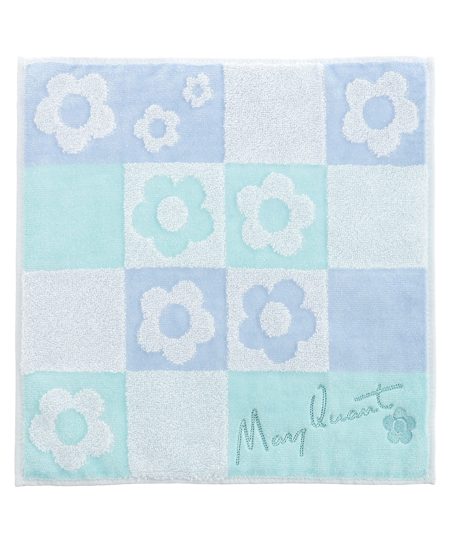 MARY QUANT「カラーブロックデイジー2 ミニタオル」|ハンカチ|ブルー