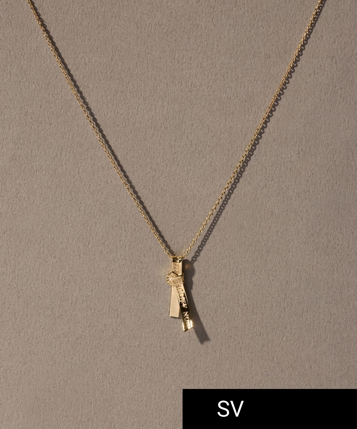 JUPITER「【SV925】タイリボンモチーフネックレス/ペア/ゴールド」|ネックレス|ゴールド