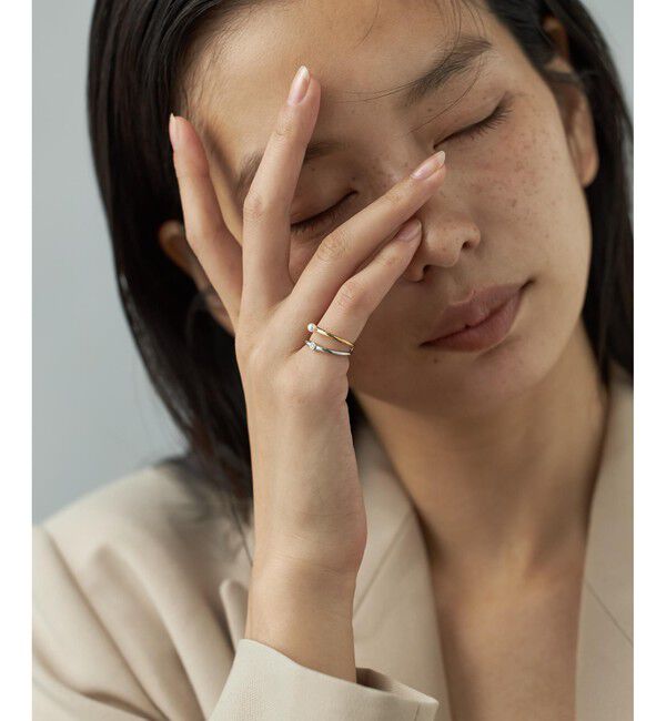 Jouete「[フォークピンキー] リング ジルコニア&times;パール コンビカラー」|リング|