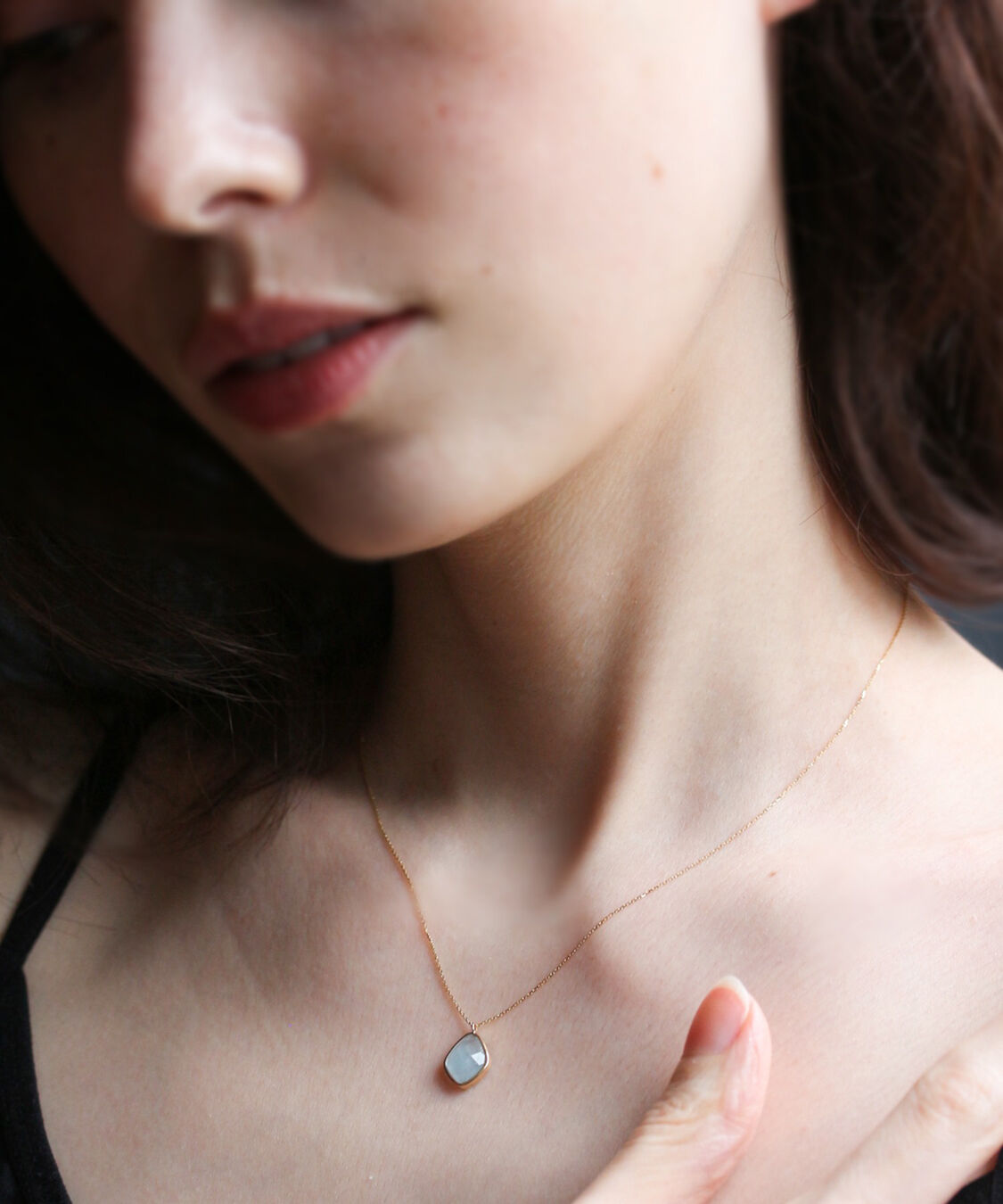  「カラーストーン ネックレス  | K10YG 〈ミルキーアクアマリン / ルチルクォーツ〉」|ネックレス|