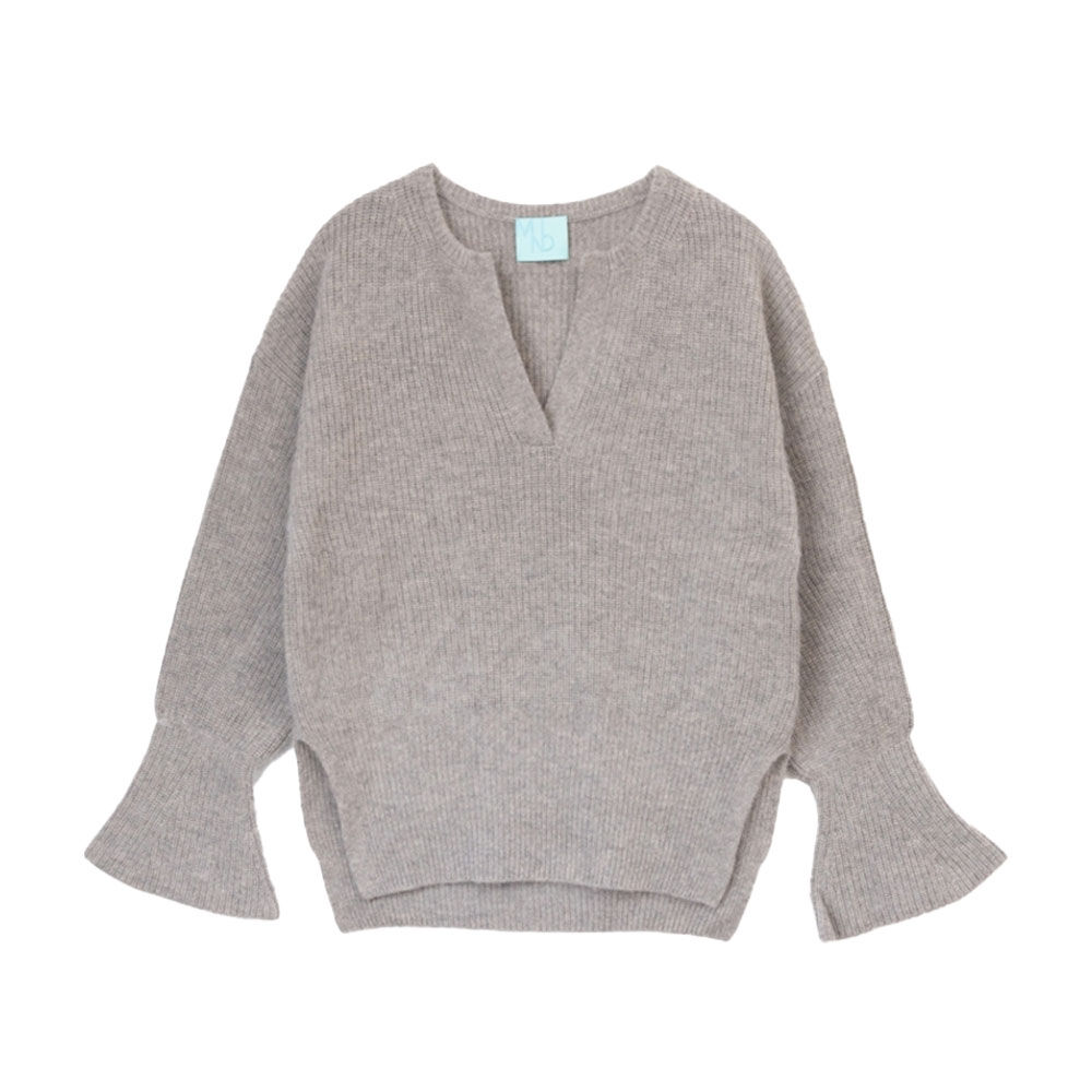 BACKYARD FAMILY「MIND マインド ラクーン シルクニット 通販 セーター キーネックニット 重ね着 レイヤード」|ニット・セーター|グレー1