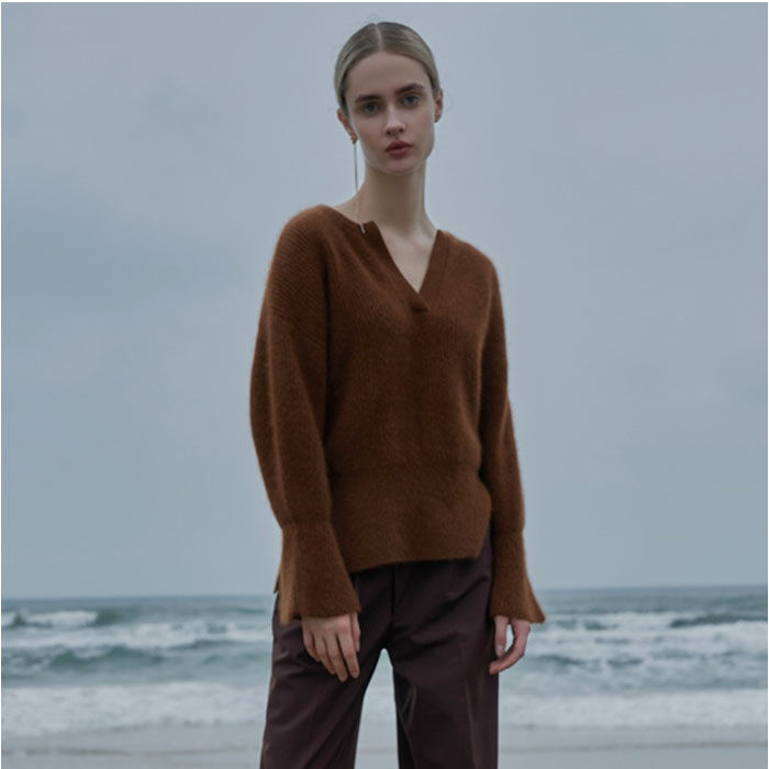 BACKYARD FAMILY「MIND マインド ラクーン シルクニット 通販 セーター キーネックニット 重ね着 レイヤード」|ニット・セーター|