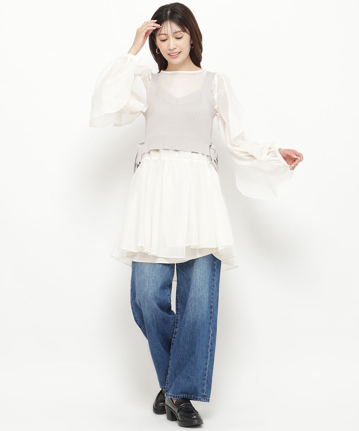 アンドクチュール「ニットレイヤードチュニック」|チュニック|