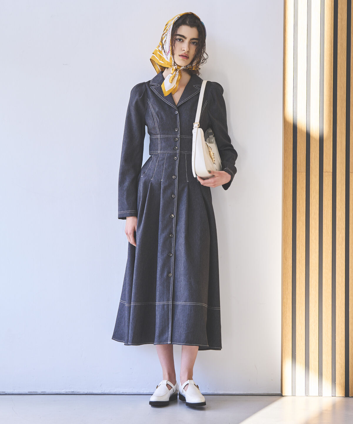 アンドクチュール「デニムライク前ボタンワンピース」|ワンピース|