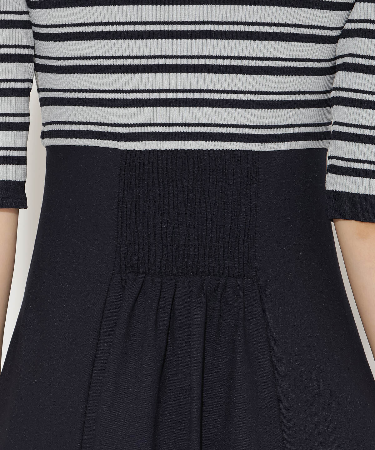 アンドクチュール「襟付きボーダードッキングワンピース」|ワンピース|