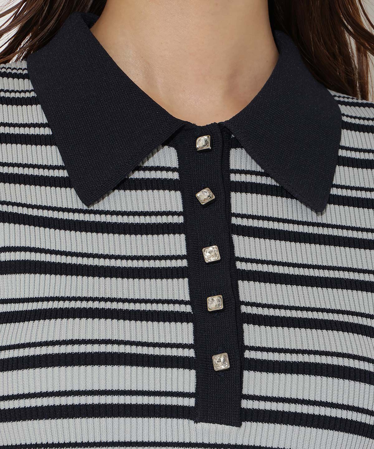 アンドクチュール「襟付きボーダードッキングワンピース」|ワンピース|