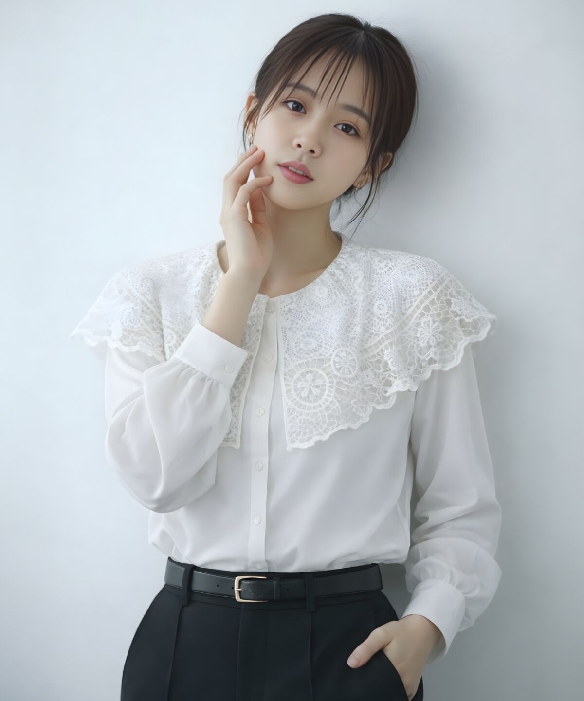 アンドクチュール「レースカラーブラウス」|シャツ・ブラウス|オフ