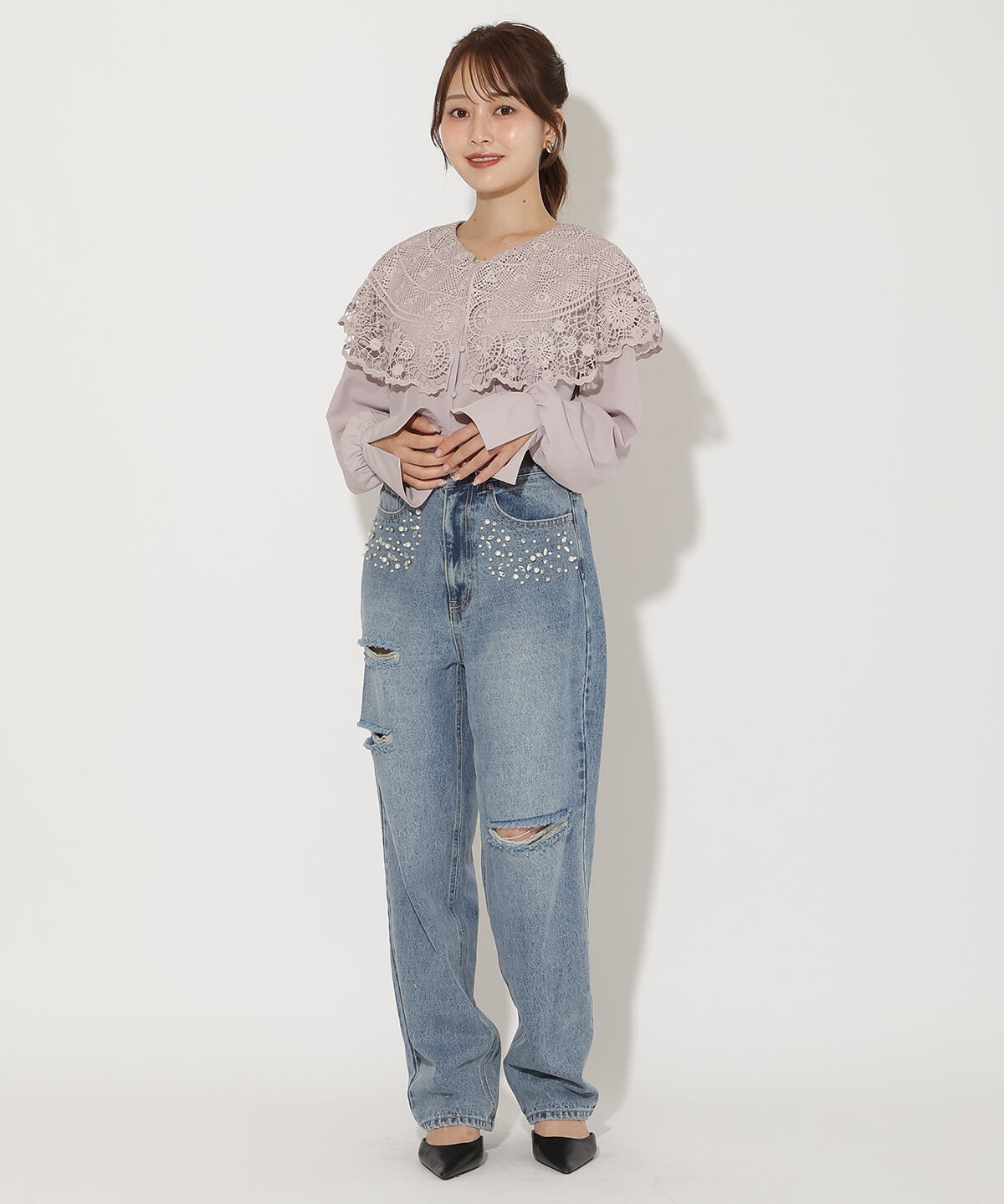 アンドクチュール「レースカラーブラウス」|シャツ・ブラウス|