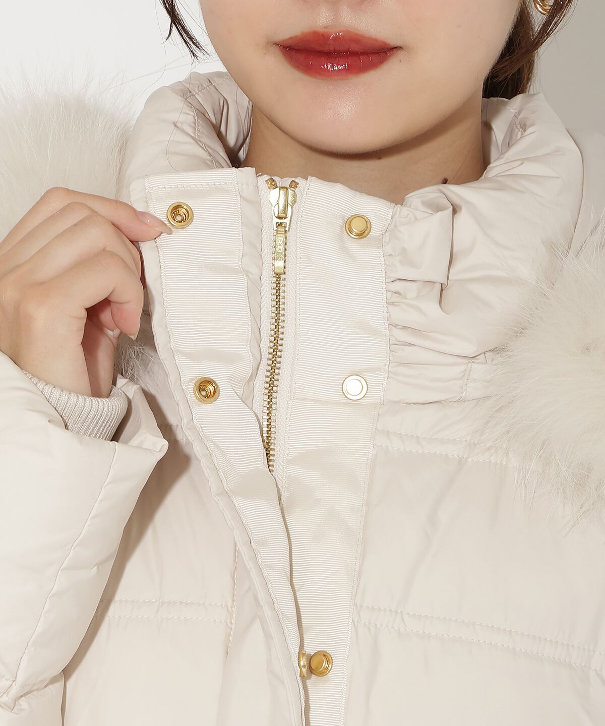 アンドクチュール「FOXファー付きミドルロングダウン」|ダウン|