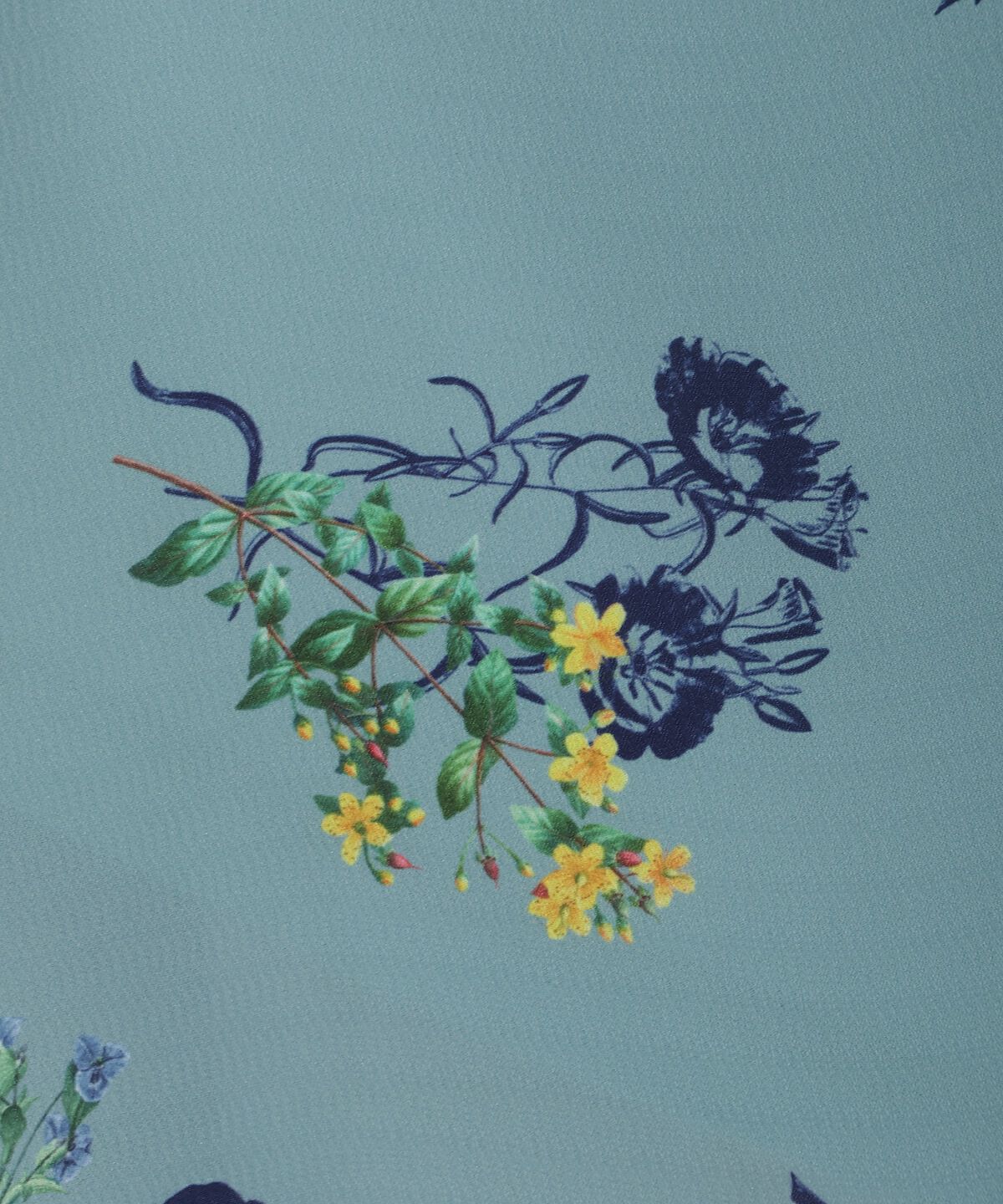 アンドクチュール「ドローイングフラワー配色襟長袖ワンピース」|ワンピース|