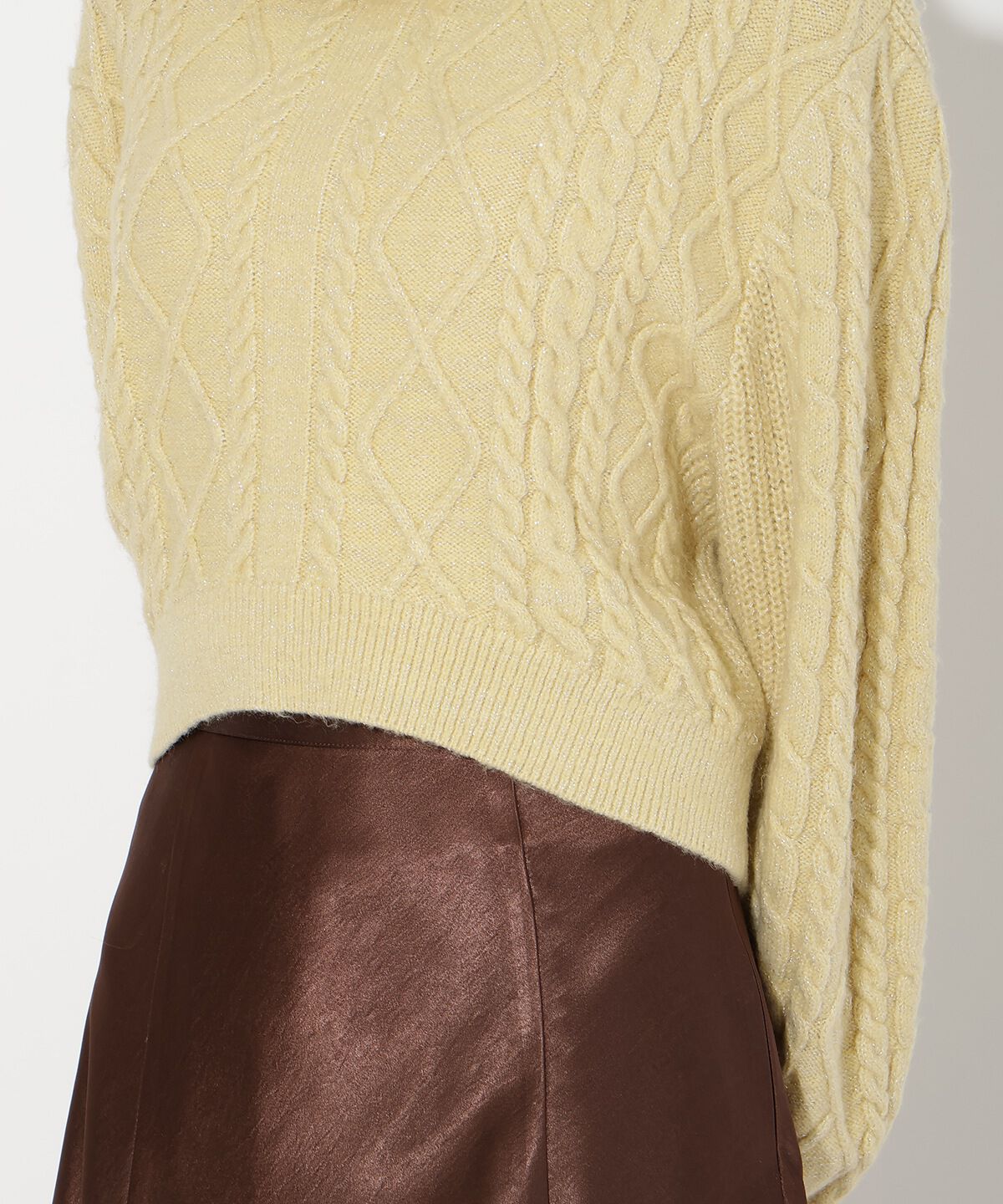 アンドクチュール「ラメケーブルタートルニットプルオーバー」|ニット・セーター|