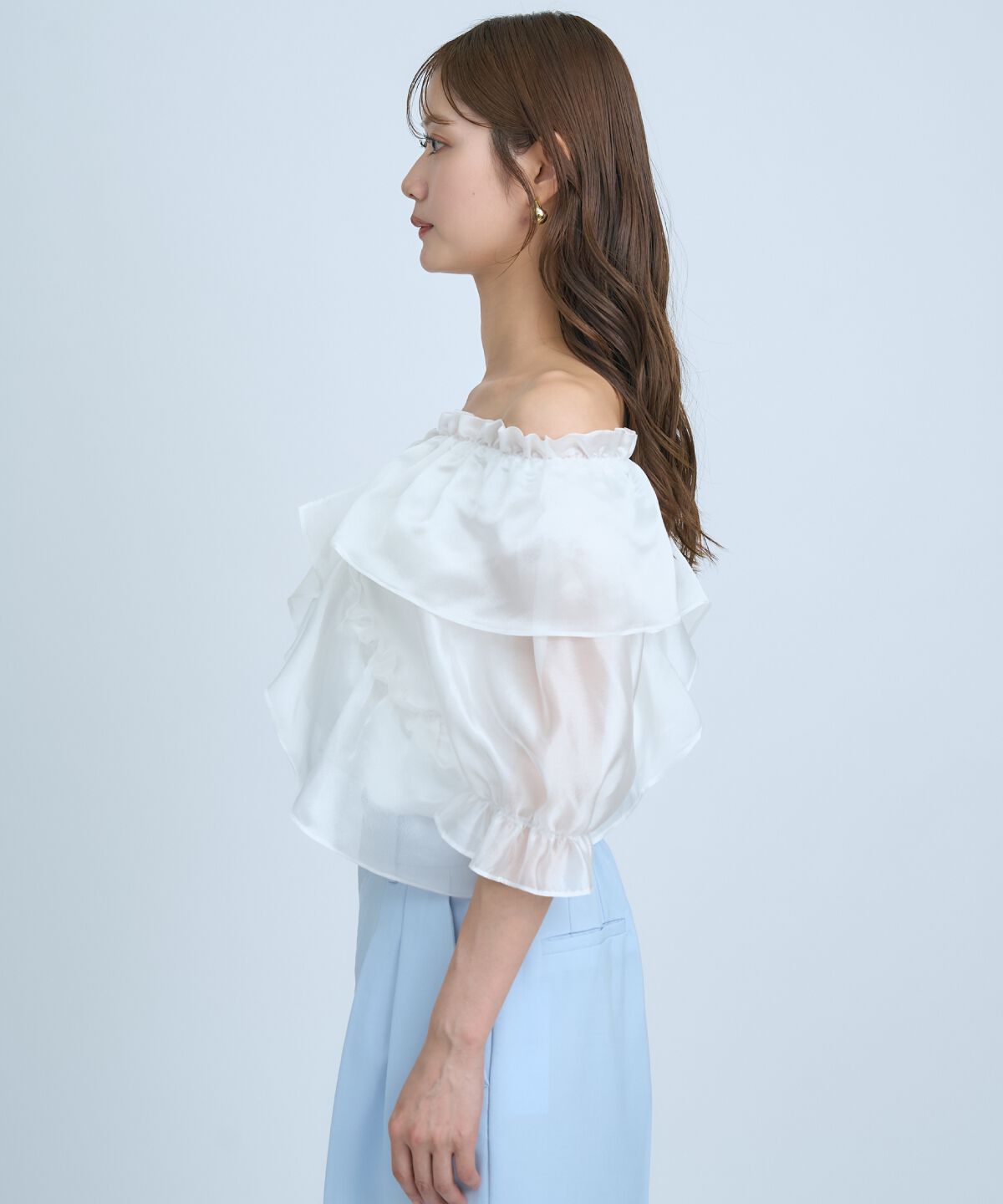 アンドクチュール「フリルクロスシアーブラウス」|シャツ・ブラウス|