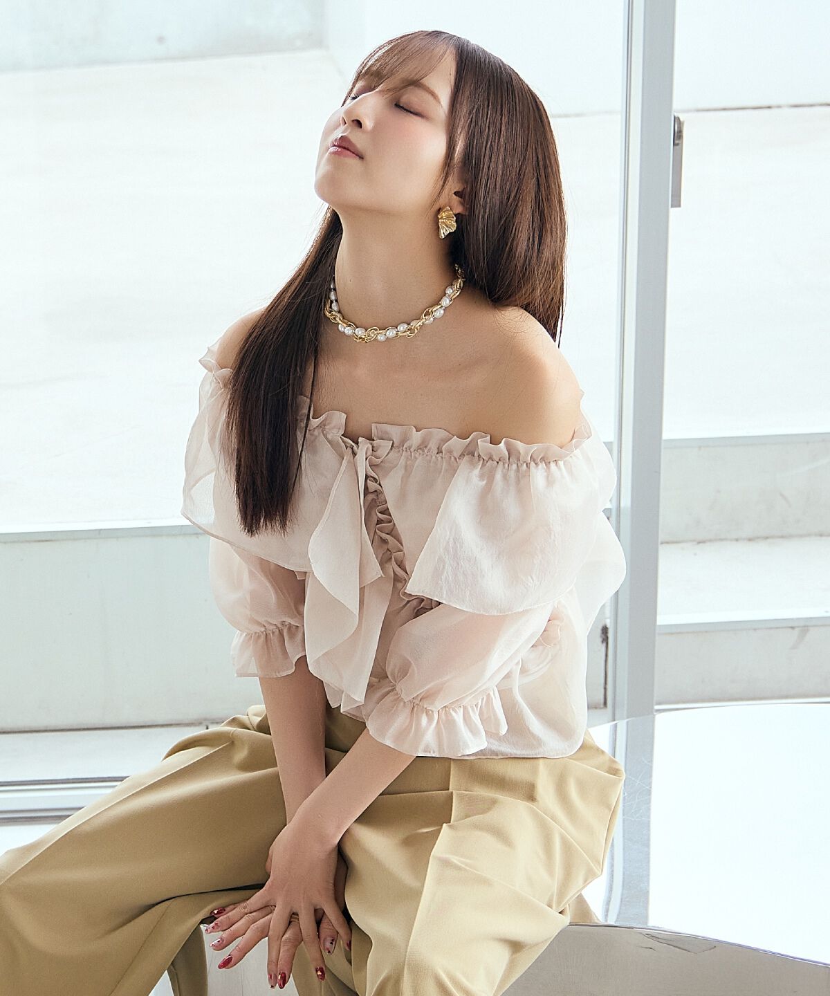 アンドクチュール「フリルクロスシアーブラウス」|シャツ・ブラウス|