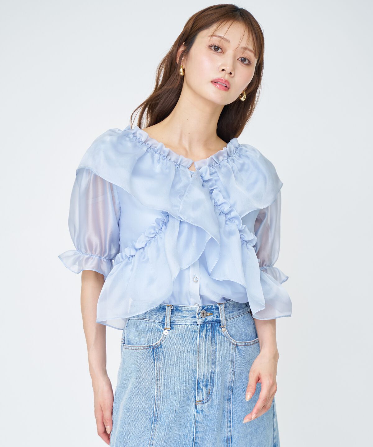 アンドクチュール「フリルクロスシアーブラウス」|シャツ・ブラウス|