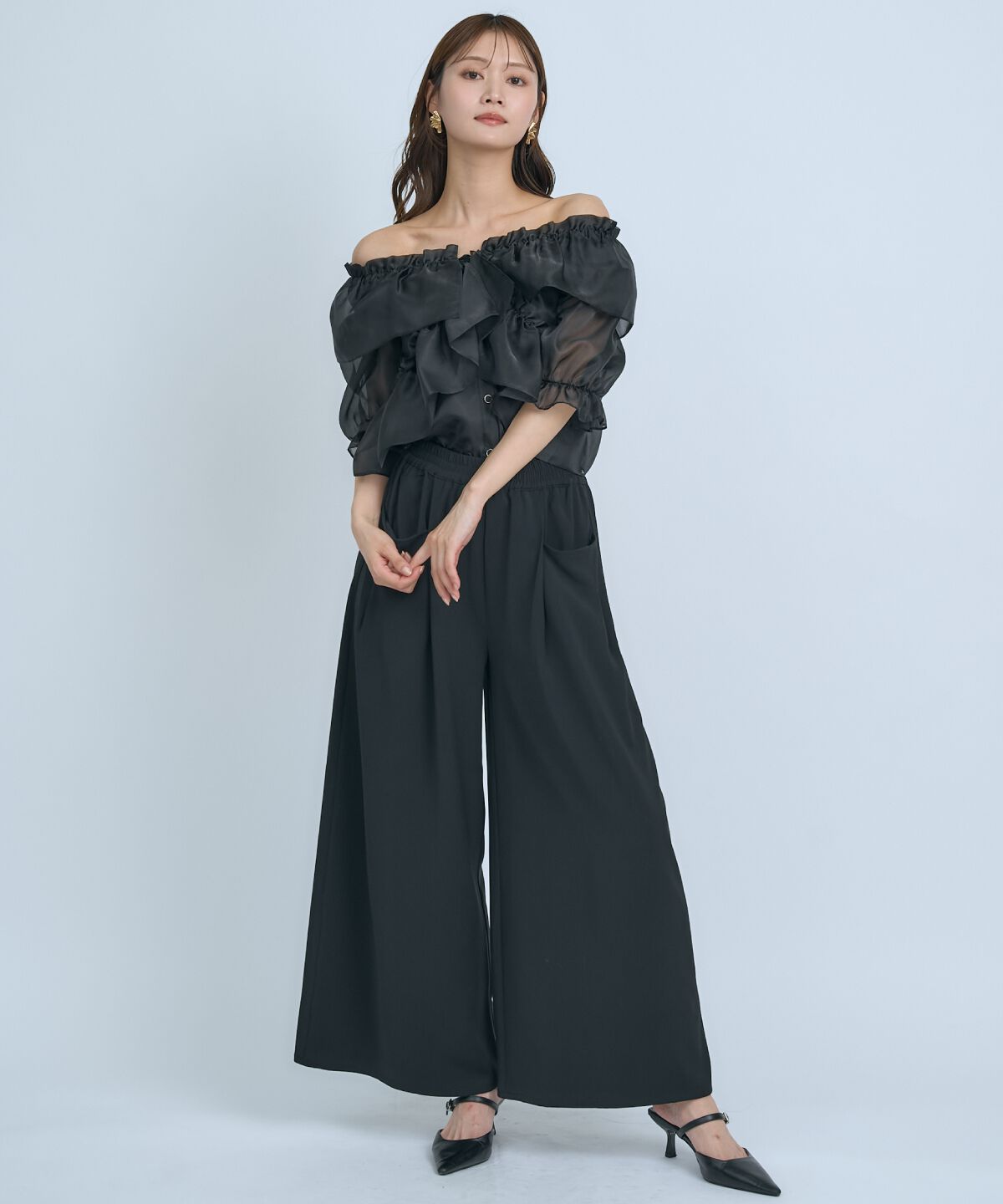 アンドクチュール「フリルクロスシアーブラウス」|シャツ・ブラウス|