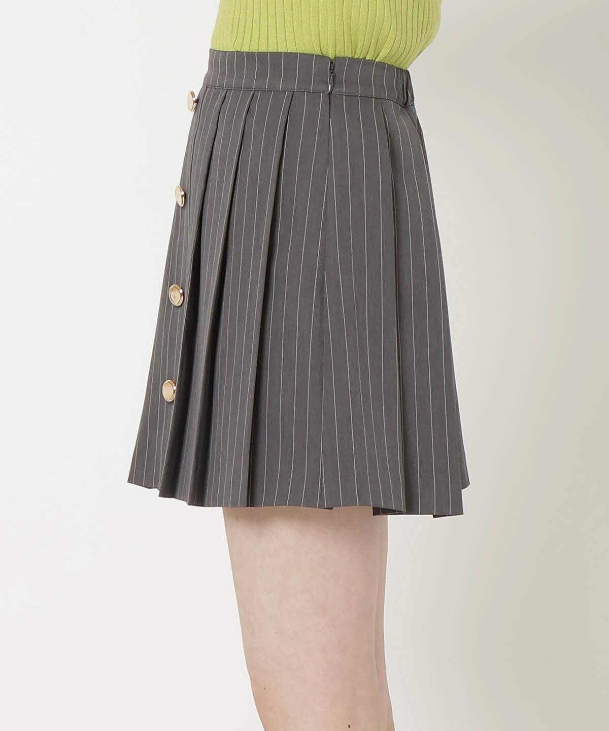 REDYAZEL「フロントボタンプリーツミニスカート」|台形|