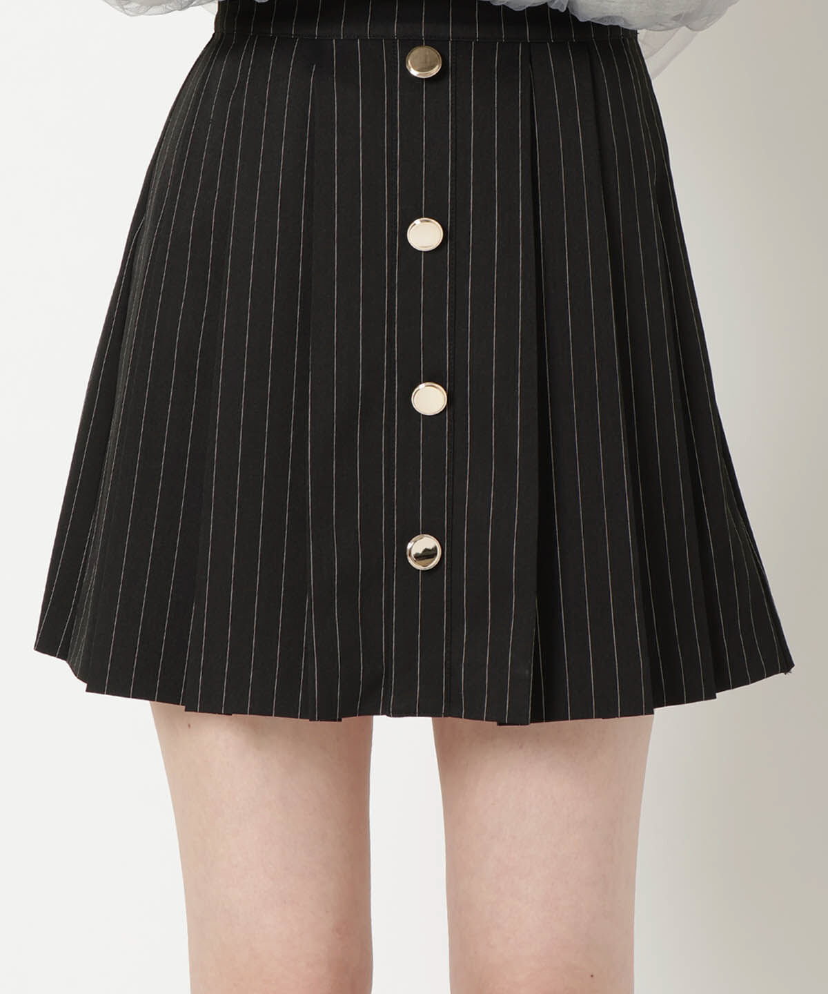 REDYAZEL「フロントボタンプリーツミニスカート」|台形|