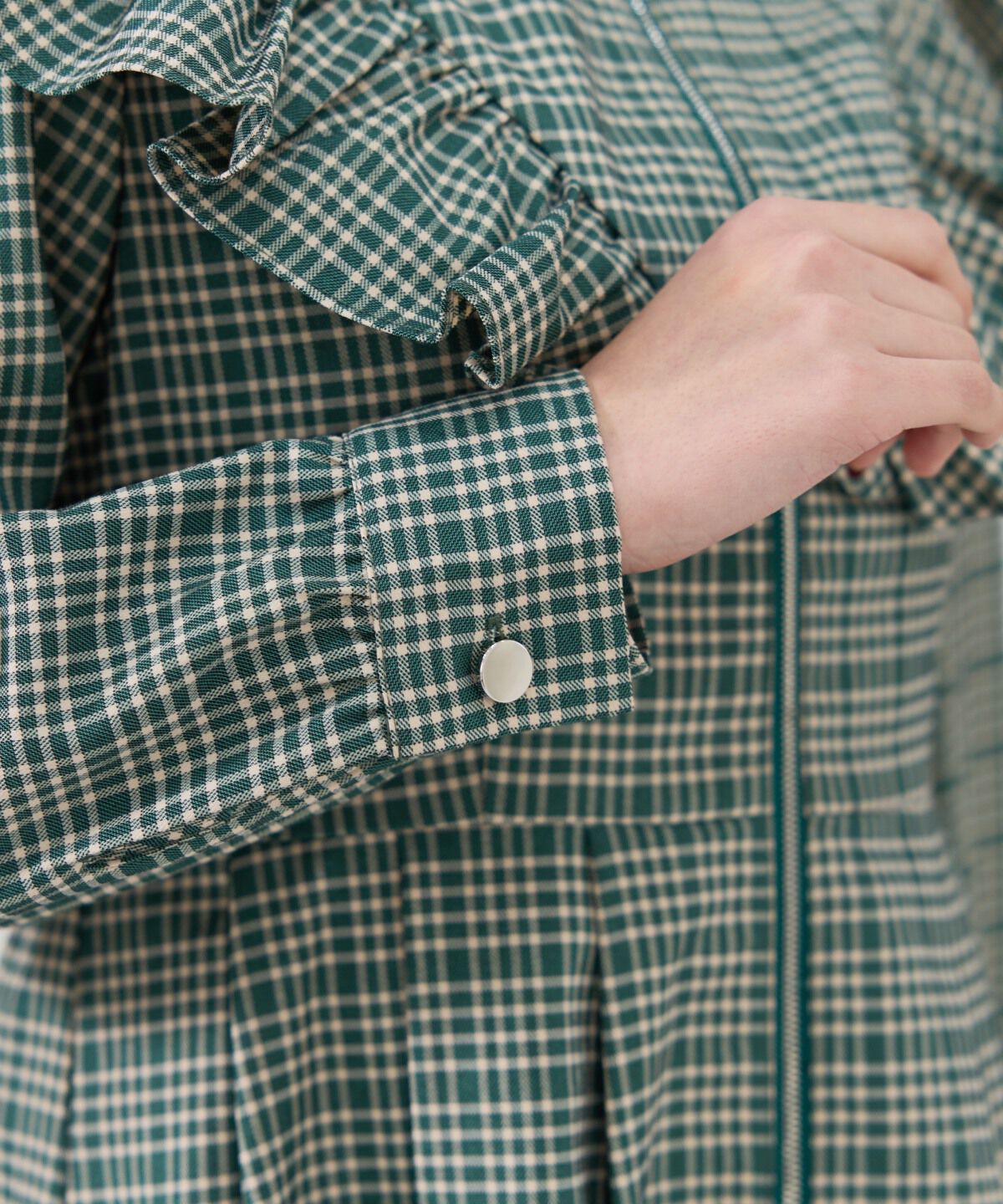 REDYAZEL「チェックフロントジップフリルミニシャツワンピース」|ワンピース|