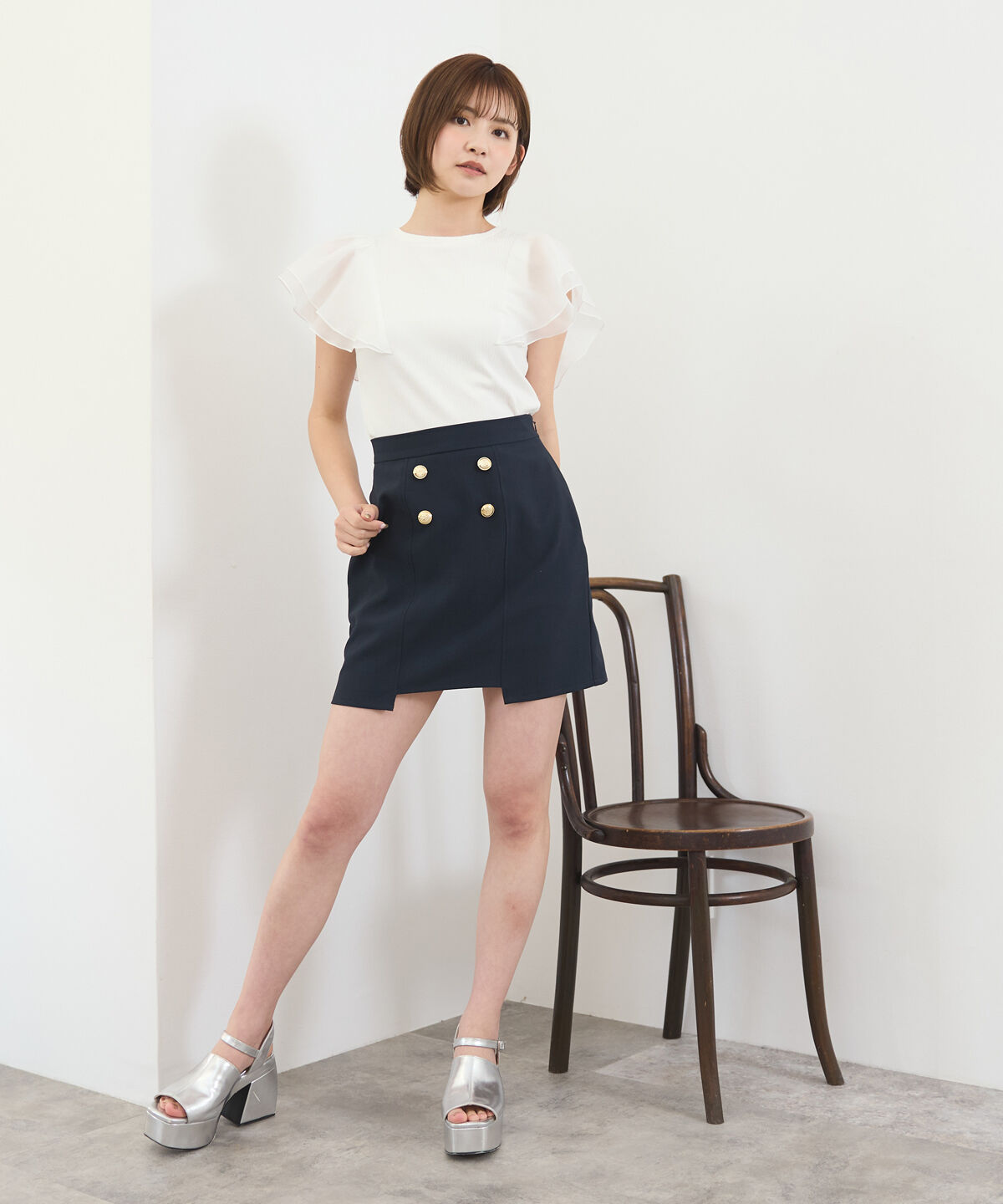 REDYAZEL「シアーフレアスリーブリブカットソー」|Tシャツ・カットソー|