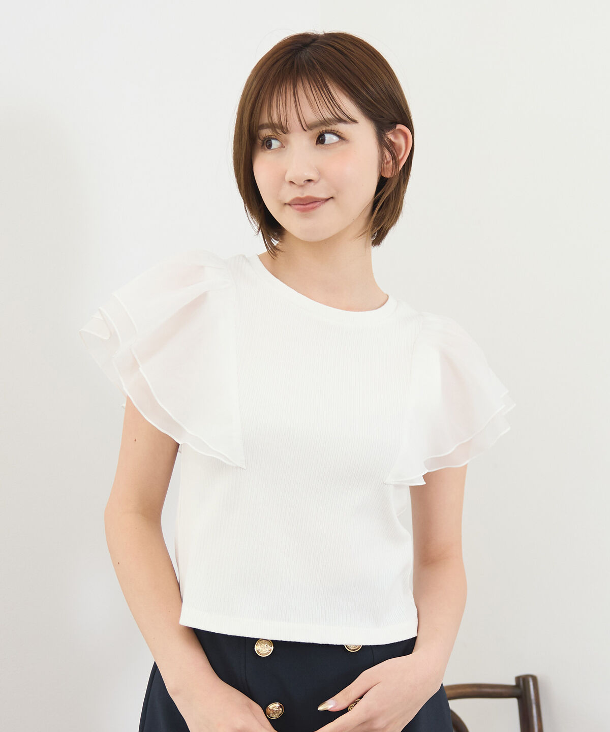 REDYAZEL「シアーフレアスリーブリブカットソー」|Tシャツ・カットソー|