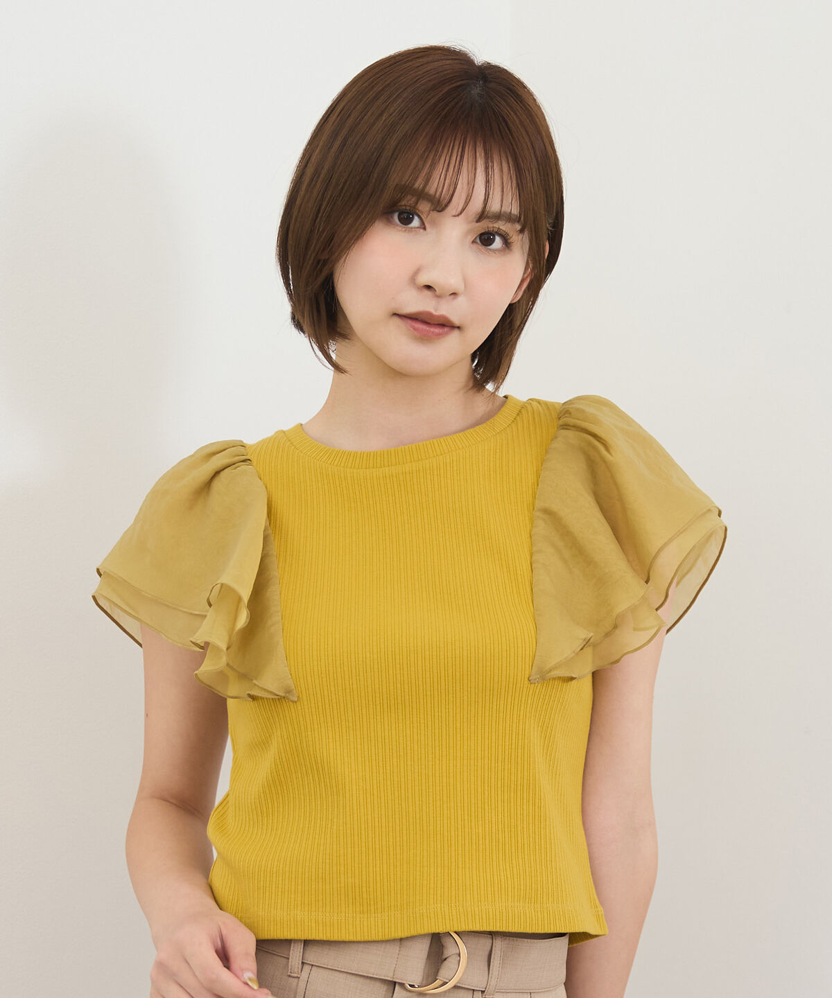 REDYAZEL「シアーフレアスリーブリブカットソー」|Tシャツ・カットソー|