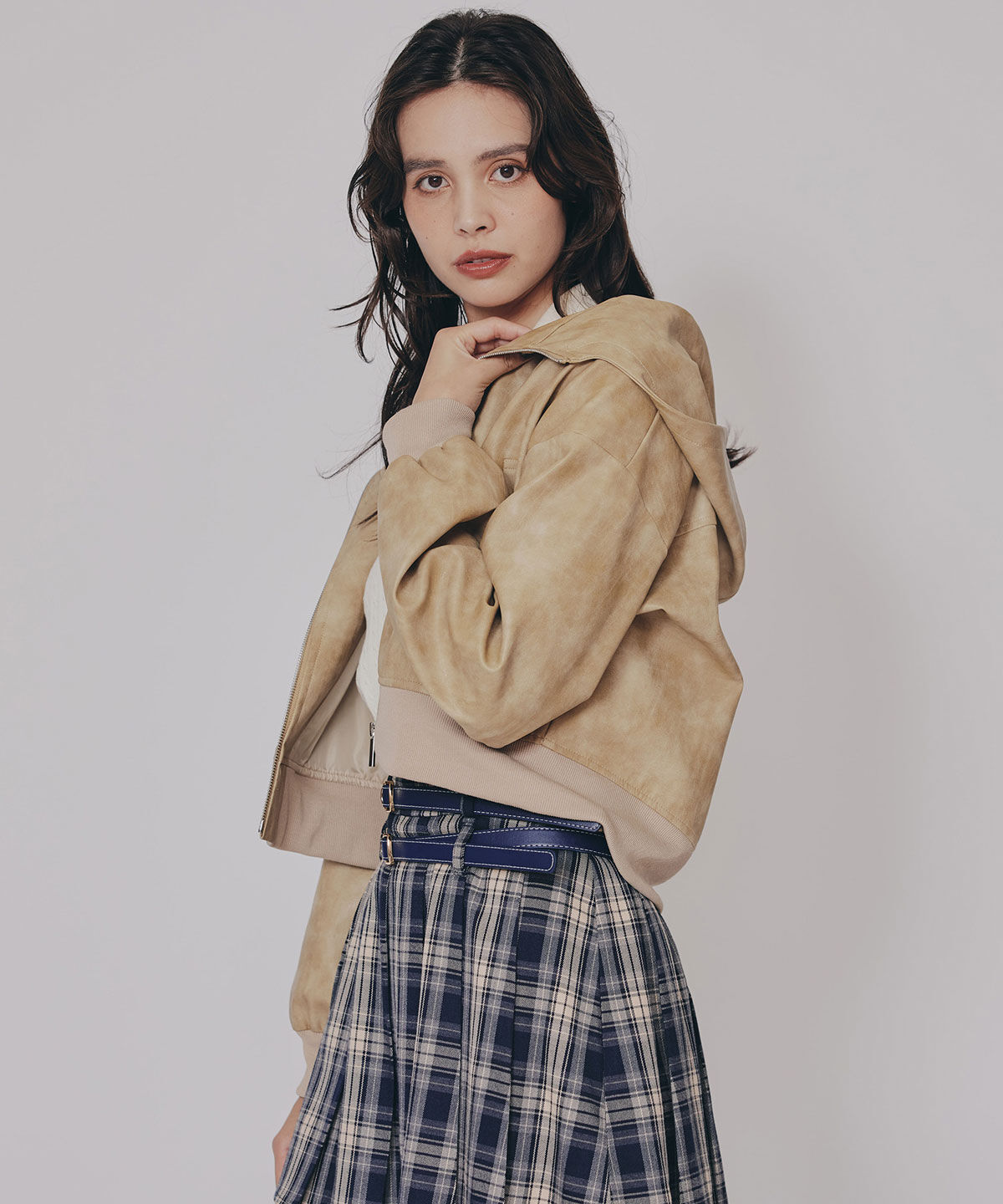 REDYAZEL「ヴィンテージライクレザーフーディブルゾン」|ブルゾン・スタジャン|