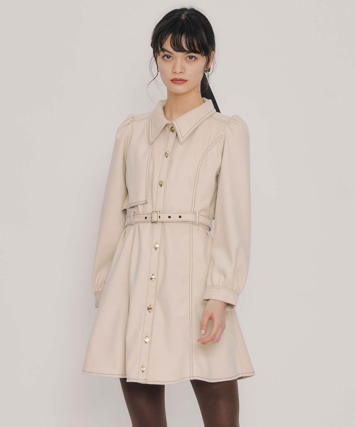 REDYAZEL「バイカラーステッチラインミニワンピース」|ワンピース|