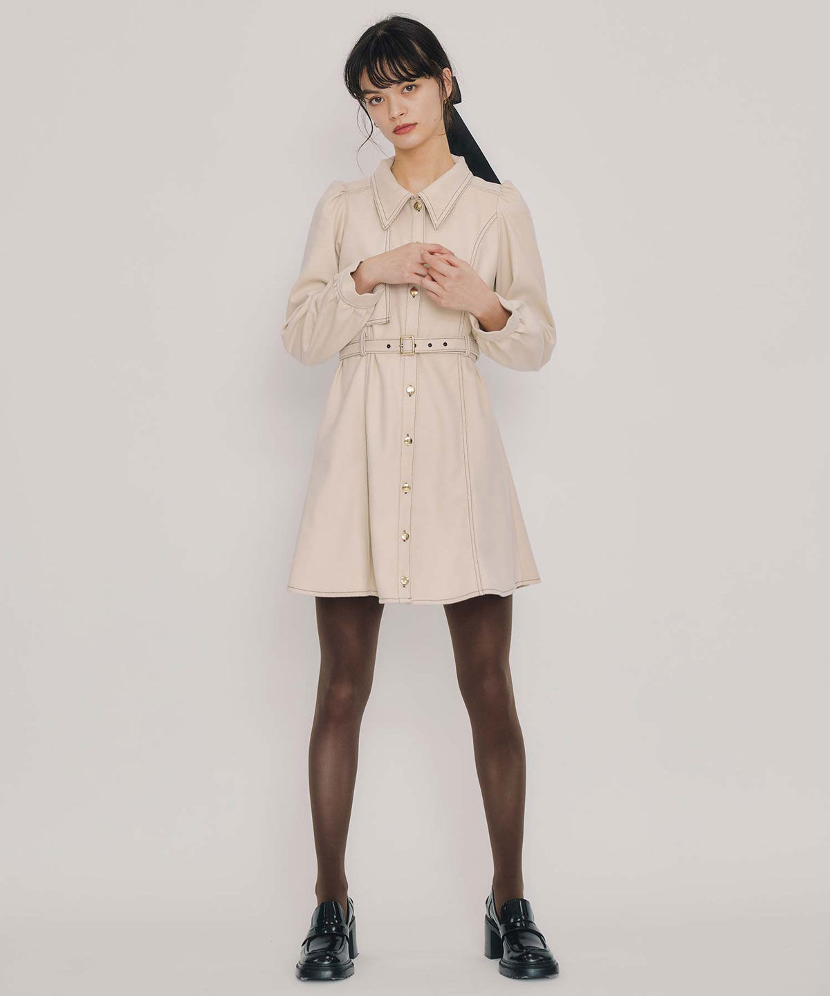 REDYAZEL「バイカラーステッチラインミニワンピース」|ワンピース|