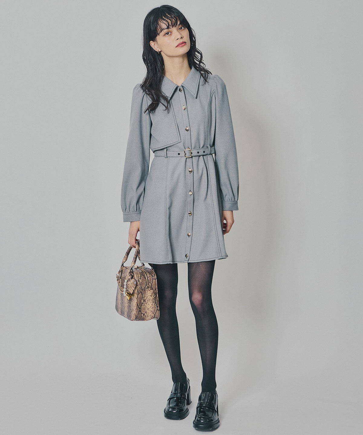 REDYAZEL「バイカラーステッチラインミニワンピース」|ワンピース|