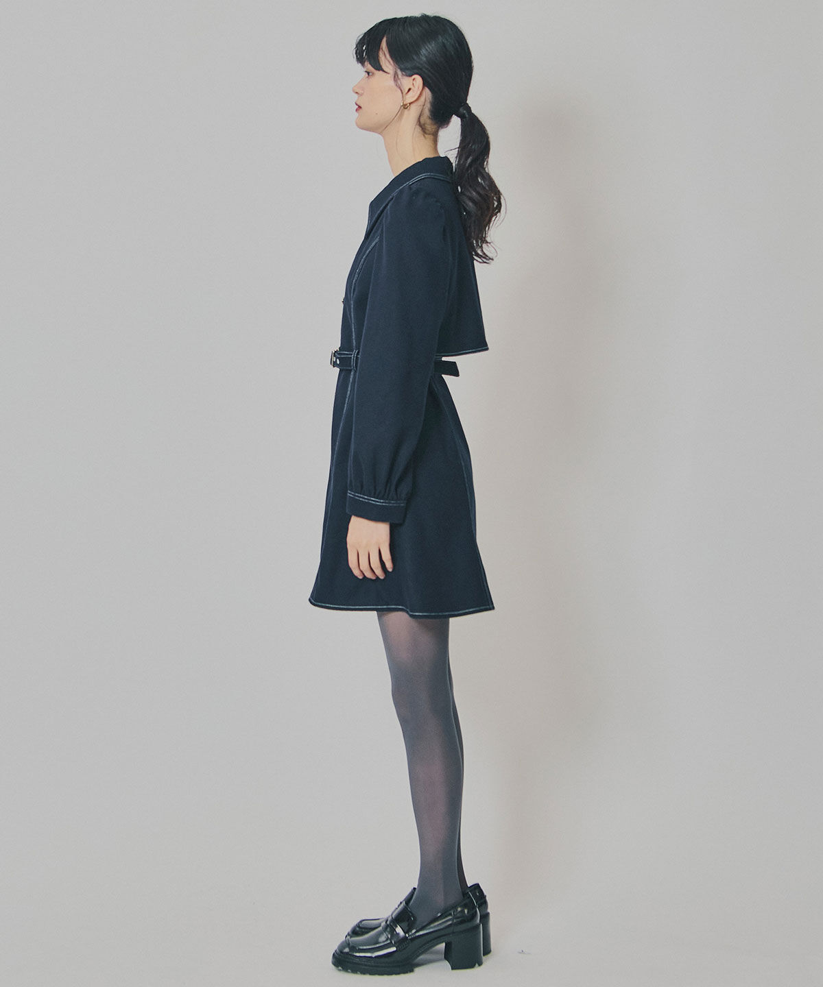 REDYAZEL「バイカラーステッチラインミニワンピース」|ワンピース|