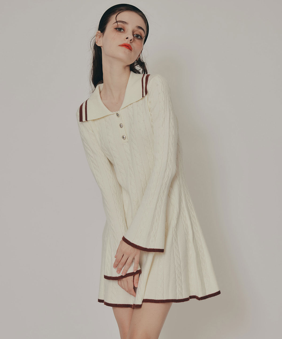 REDYAZEL「ラインケーブルミニニットワンピース」|ワンピース|