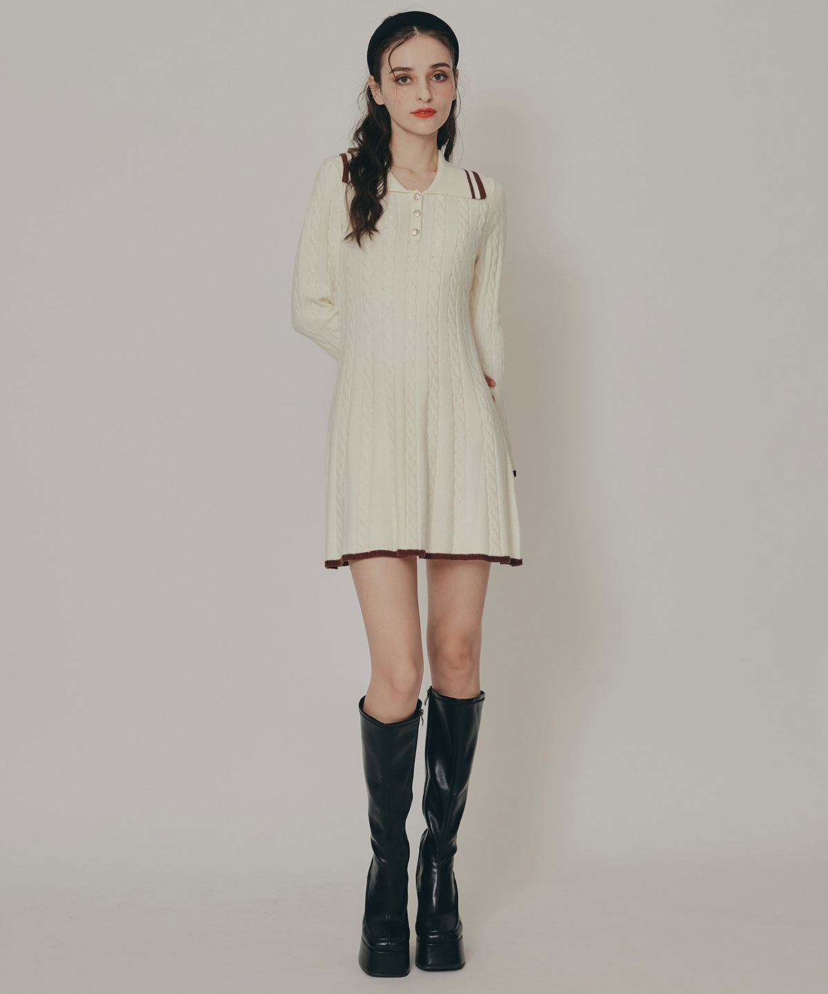 REDYAZEL「ラインケーブルミニニットワンピース」|ワンピース|