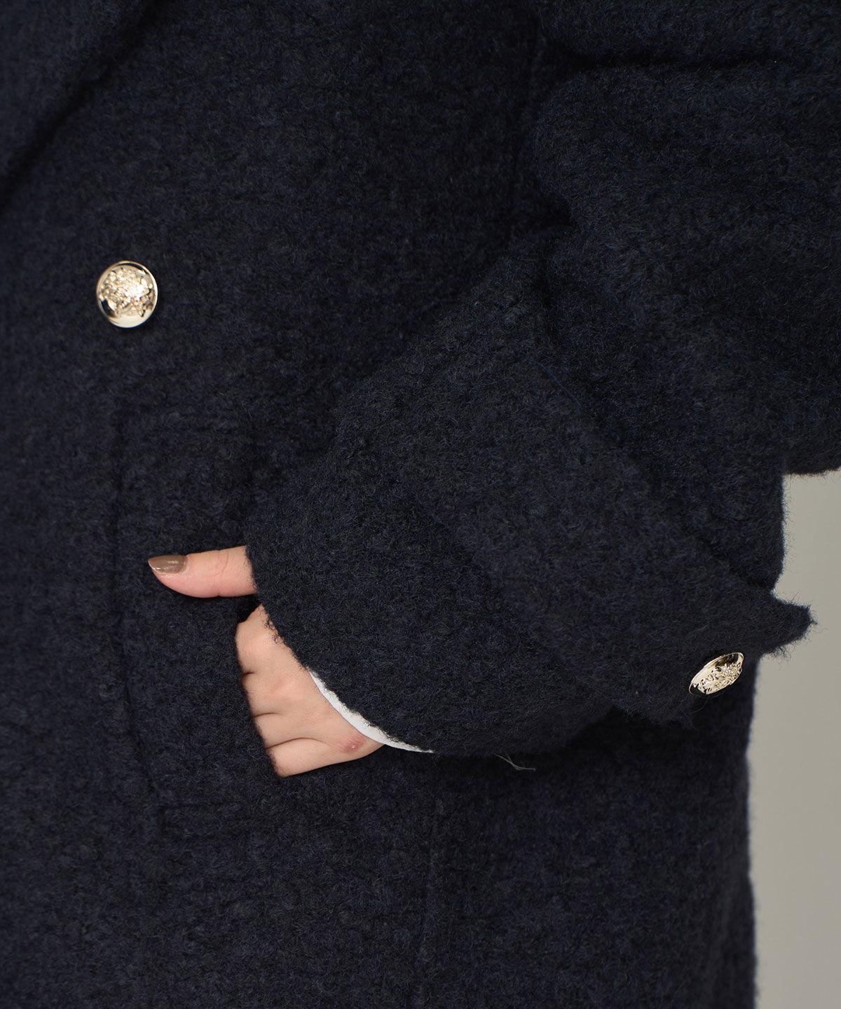 REDYAZEL「ボアダブルミドルコート」|ステンカラーコート|