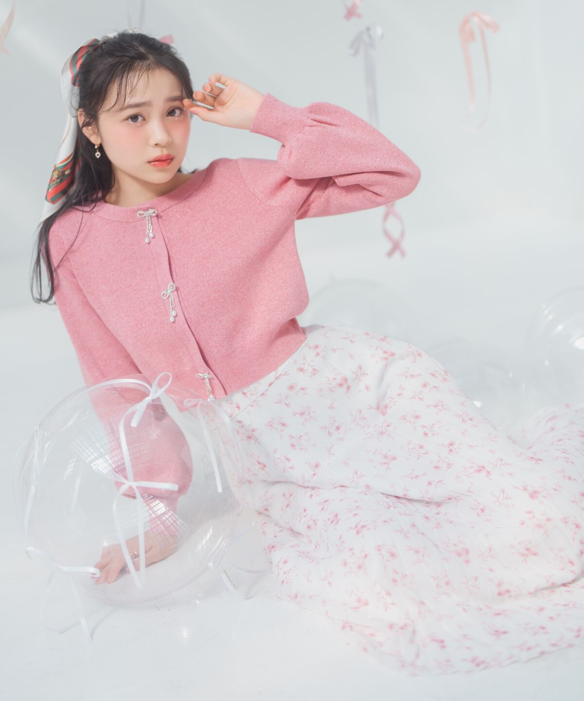 WILLSELECTION「ランダムプリーツフラワースカート」|フレア|