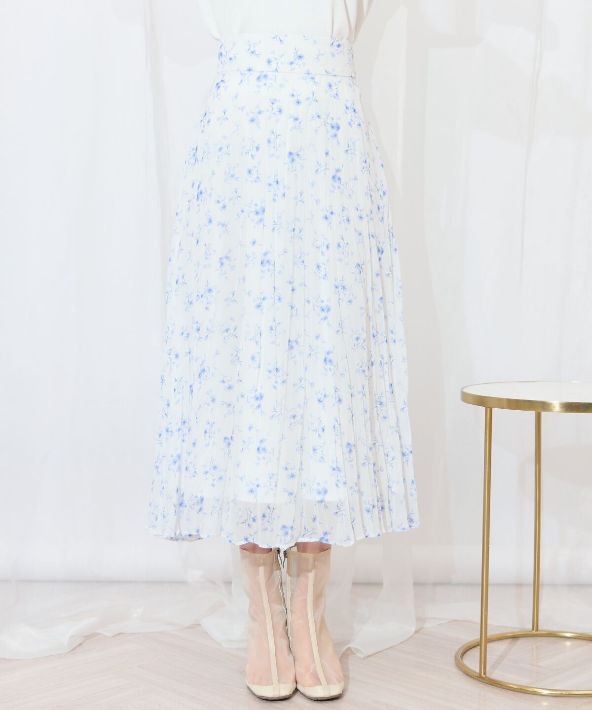 WILLSELECTION「ランダムプリーツフラワースカート」|フレア|